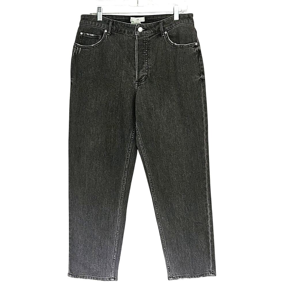 H&M Button Fly Mom Ankle Jeans Gray Sz 10 NWT